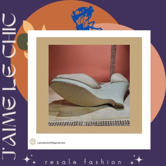 Unlisted Beige Peep-Toe Wedges - Picture 5 of 5